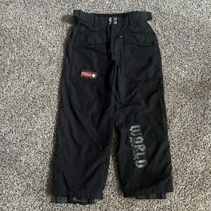 World Industries Outerwear Blk Snow Pants Youth Medium not insulated adjustable‎